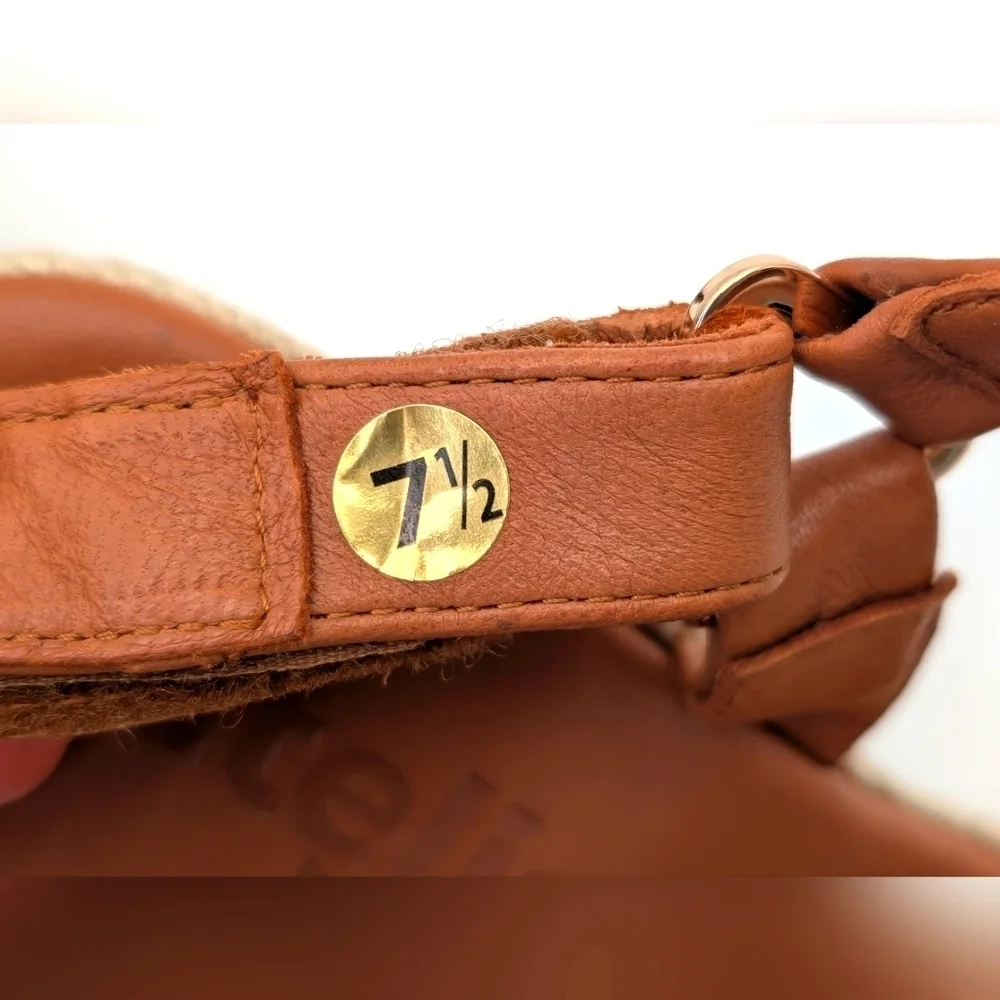 NEW Jutelia Made In Spain Brown Leather Espadrilles Raffia Braided Wedge Sz 7.5